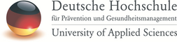 Kugel in schwarz, rot, gold; Deutsche Hochschule für Prävention und Gesundheitsmanagement