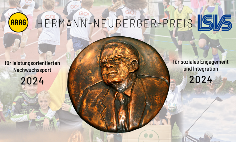 Werbebanner zum Hermann-Neuberger-Preis 2024 mit der Hermann Neuberger Plakette