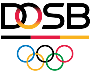 Logo DOSB in schwarz, rot, gold mit den olympischen Ringen
